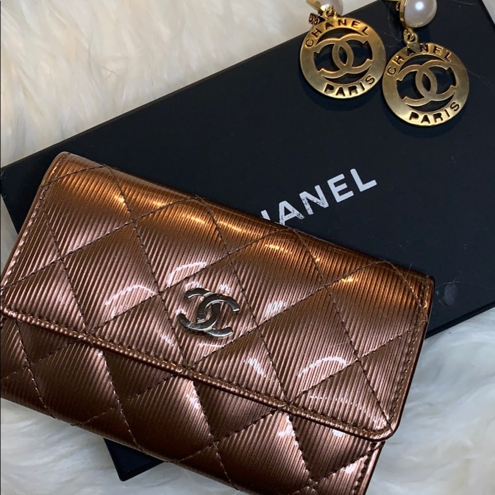 Chanel Burgundy Patent Leather Cardholder